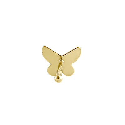 Solid 14K Yellow Gold Tiny Butterfly Straight Nose Stud - Shryne Diamanti & Co.