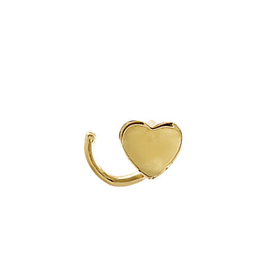 Solid 14K Yellow Gold Tiny Heart Hook Nose Stud - Shryne Diamanti & Co.