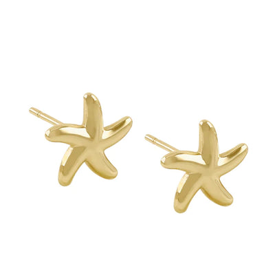 Solid 14k Yellow Gold Small Starfish Stud Earrings - Shryne Diamanti & Co.