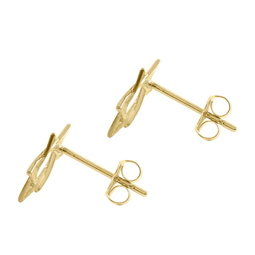 Solid 14k Yellow Gold Multi-Tone Star Of David Stud Earrings - Shryne Diamanti & Co.