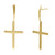 Solid 14k Yellow Gold Dangling Cross Earrings - Shryne Diamanti & Co.