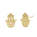 Solid 14k Yellow Gold Hamsa Stud Earrings - Shryne Diamanti & Co.