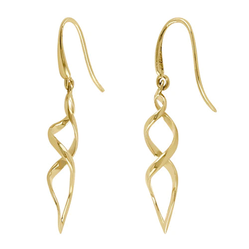 Solid 14k Yellow Gold Dangling Triple Twist Earrings - Shryne Diamanti & Co.