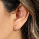 Solid 14k Yellow Gold Beaded Bar Stud Earrings - Shryne Diamanti & Co.