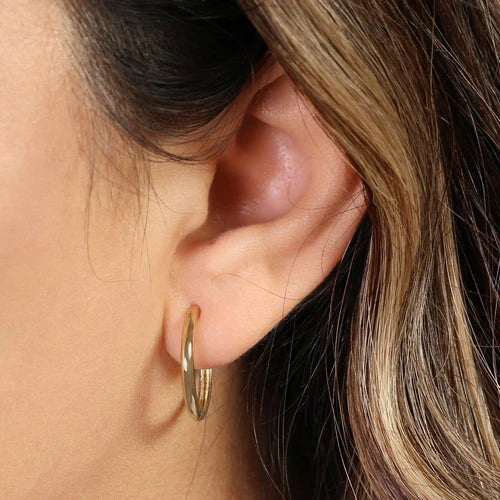Solid 14k Yellow Gold 19mm X 2mm Hoop Earrings - Shryne Diamanti & Co.