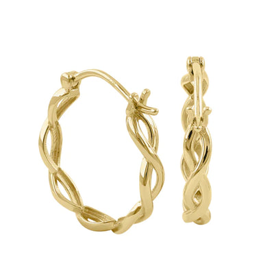 Solid 14k Yellow Gold 18mm X 3mm Twisted Hoop Earrings - Shryne Diamanti & Co.