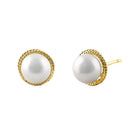 Solid 14K Yellow Gold Pearl Earrings - Shryne Diamanti & Co.
