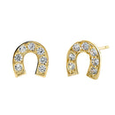 Solid 14K Yellow Gold Lucky Horseshoe Earrings - Shryne Diamanti & Co.