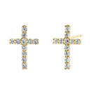 Solid 14K Yellow Gold Cross Lab Diamonds Earrings - Shryne Diamanti & Co.