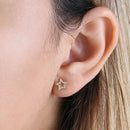 Solid 14K Yellow Gold Star Clear Lab Diamonds Earrings - Shryne Diamanti & Co.