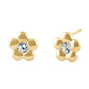 .22 ct Solid 14K Yellow Gold Simple Flower Clear Lab Diamonds Earrings - Shryne Diamanti & Co.