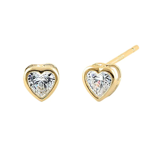.36 ct Solid 14K Yellow Gold 3MM Heart Cut Clear Lab Diamonds Earrings - Shryne Diamanti & Co.
