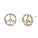Solid 14K Yellow Gold Peace Clear Lab Diamonds Earrings - Shryne Diamanti & Co.