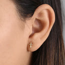 Solid 14K Yellow Gold Cross Clear Lab Diamonds Earrings - Shryne Diamanti & Co.