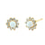 Solid 14K Yellow Gold Round White Lab Opal & Clear Lab Diamonds Earrings - Shryne Diamanti & Co.