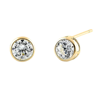 .92 ct Solid 14K Yellow Gold 5mm Round Cut Clear Lab Diamonds Earrings - Shryne Diamanti & Co.