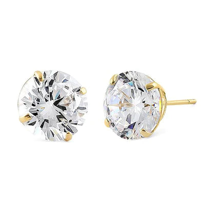 4.08 ct Solid 14K Yellow Gold 8mm Round Cut Clear Lab Diamonds Earrings - Shryne Diamanti & Co.