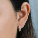 Solid 14K Yellow Gold 2mm x 16.5mm Triple Row Clear Lab Diamonds Hoop Earrings - Shryne Diamanti & Co.