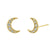 Solid 14K Yellow Gold Crescent Moon Clear Lab Diamonds Stud Earrings - Shryne Diamanti & Co.