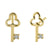 Solid 14K Yellow Gold Clover Key Clear Lab Diamonds Stud Earrings - Shryne Diamanti & Co.