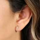 Solid 14K Yellow Gold Claddagh Lab Diamonds Earrings - Shryne Diamanti & Co.