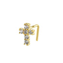 Solid 14K Yellow Gold Cross Lab Diamonds Nose Stud - Shryne Diamanti & Co.