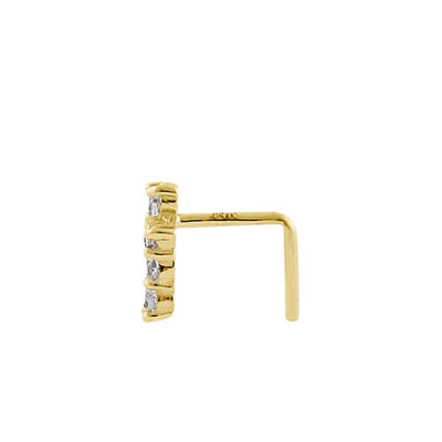 Solid 14K Yellow Gold Cross Lab Diamonds Nose Stud - Shryne Diamanti & Co.