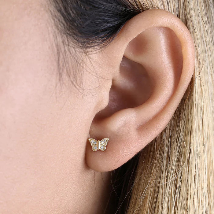 Solid 14K Yellow Gold Butterly Lab Diamonds Earrings - Shryne Diamanti & Co.