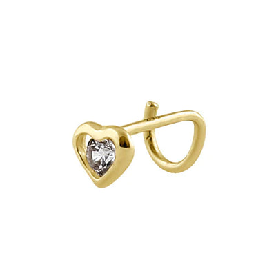 Solid 14K Yellow Gold Mini Heart Lab Diamonds Nose Stud - Shryne Diamanti & Co.