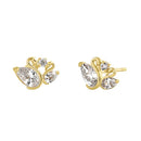 Solid 14K Yellow Gold Swan Lab Diamonds Earrings - Shryne Diamanti & Co.