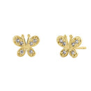 Solid 14K Yellow Gold Round Aurore Butterfly Lab Diamonds Earrings - Shryne Diamanti & Co.