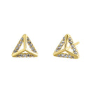 Solid 14K Yellow Gold Trendy Triangle Lab Diamonds Earrings - Shryne Diamanti & Co.