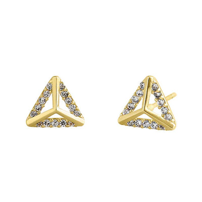 Solid 14K Yellow Gold Trendy Triangle Lab Diamonds Earrings - Shryne Diamanti & Co.