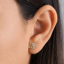 Solid 14K Yellow Gold Vintage Lab Diamonds Earrings - Shryne Diamanti & Co.