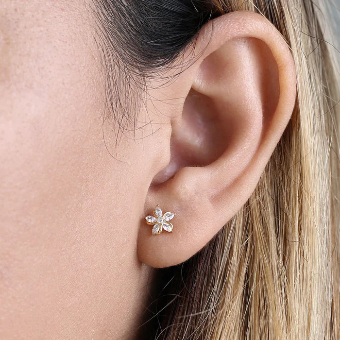 Solid 14K Yellow Gold Elegant Jasmine Lab Diamonds Earrings - Shryne Diamanti & Co.