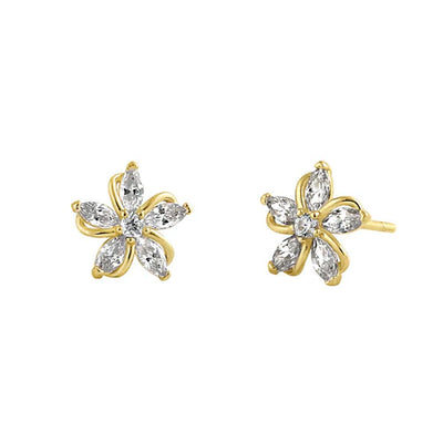 Solid 14K Yellow Gold Elegant Jasmine Lab Diamonds Earrings - Shryne Diamanti & Co.