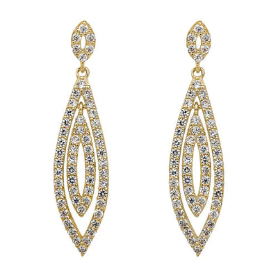 Solid 14K Yellow Gold Dangle Drop Lab Diamonds Earrings - Shryne Diamanti & Co.