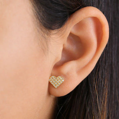 Solid 14K Yellow Gold Heart Lab Diamonds Earrings - Shryne Diamanti & Co.