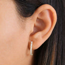 Solid 14K Yellow Gold Curved Line Lab Diamonds Earrings - Shryne Diamanti & Co.