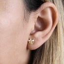 Solid 14K Yellow Gold Plumeria Lab Diamonds Earrings - Shryne Diamanti & Co.