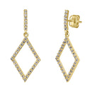 Solid 14K Yellow Gold Dangle Diamond Lab Diamonds Earrings - Shryne Diamanti & Co.
