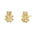 Solid 14K Yellow Gold Frog Lab Diamonds Earrings - Shryne Diamanti & Co.