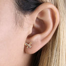 Solid 14K Yellow Gold Bow Lab Diamonds Diamonds Earrings SKU : WOEZ128 - Shryne Diamanti & Co.
