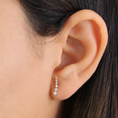 Solid 14K Yellow Gold Curved Lab Diamonds Earrings - Shryne Diamanti & Co.