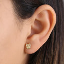 Solid 14K Yellow Gold Cute Owl Clear Round Lab Diamonds Earrings - Shryne Diamanti & Co.