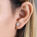 .5 ct Solid 14K Yellow Gold Halo Round Lab Diamonds Earrings - Shryne Diamanti & Co.