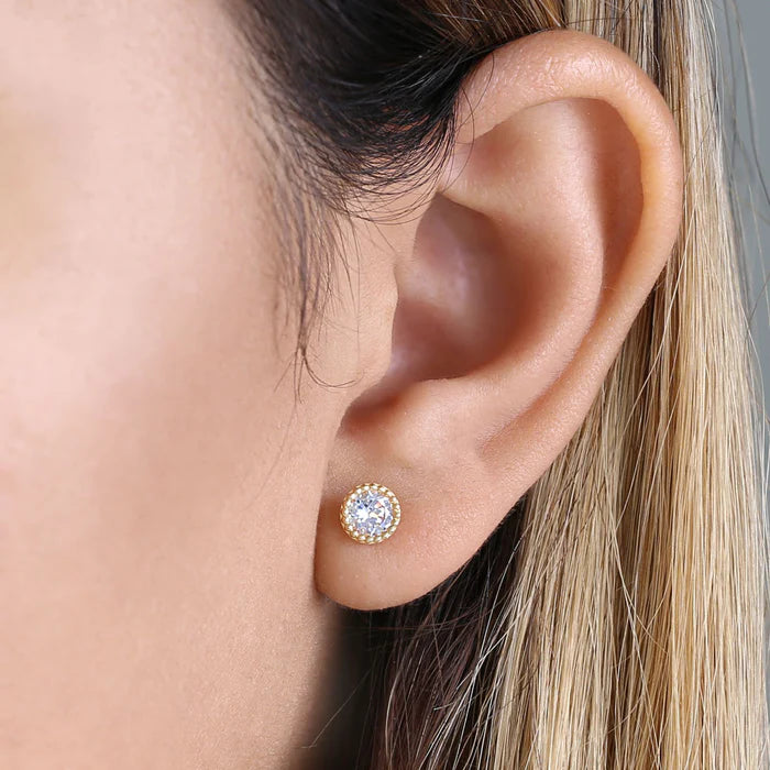 .92 ct Solid 14K Yellow Gold Simple Round Lab Diamonds Earrings - Shryne Diamanti & Co.