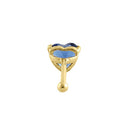 Solid 14K Yellow Gold Blue Sapphire Heart Lab Diamonds Straight Nose Stud - Shryne Diamanti & Co.