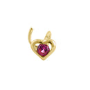 Solid 14K Yellow Gold Heart Ruby Lab Diamonds Hook Nose Stud - Shryne Diamanti & Co.