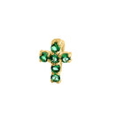 Solid 14K Yellow Gold Cross Green Lab Diamonds Nose Stud - Shryne Diamanti & Co.